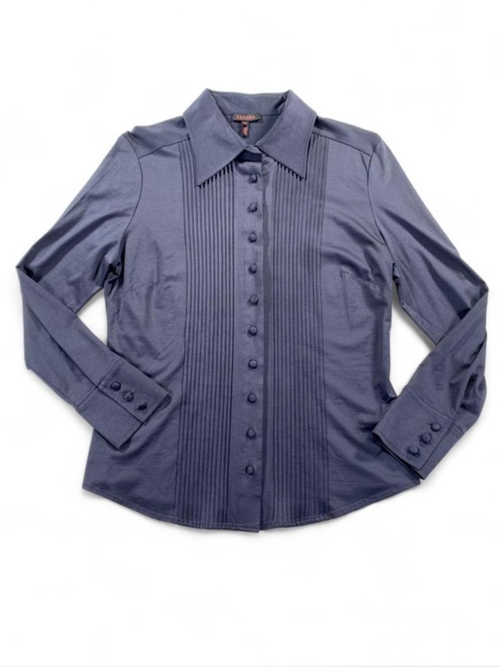 Escada Dark Navy Button-Front Blouse